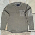Olive Green Utility Pockets Gorpcore Waffle Knit Thermal