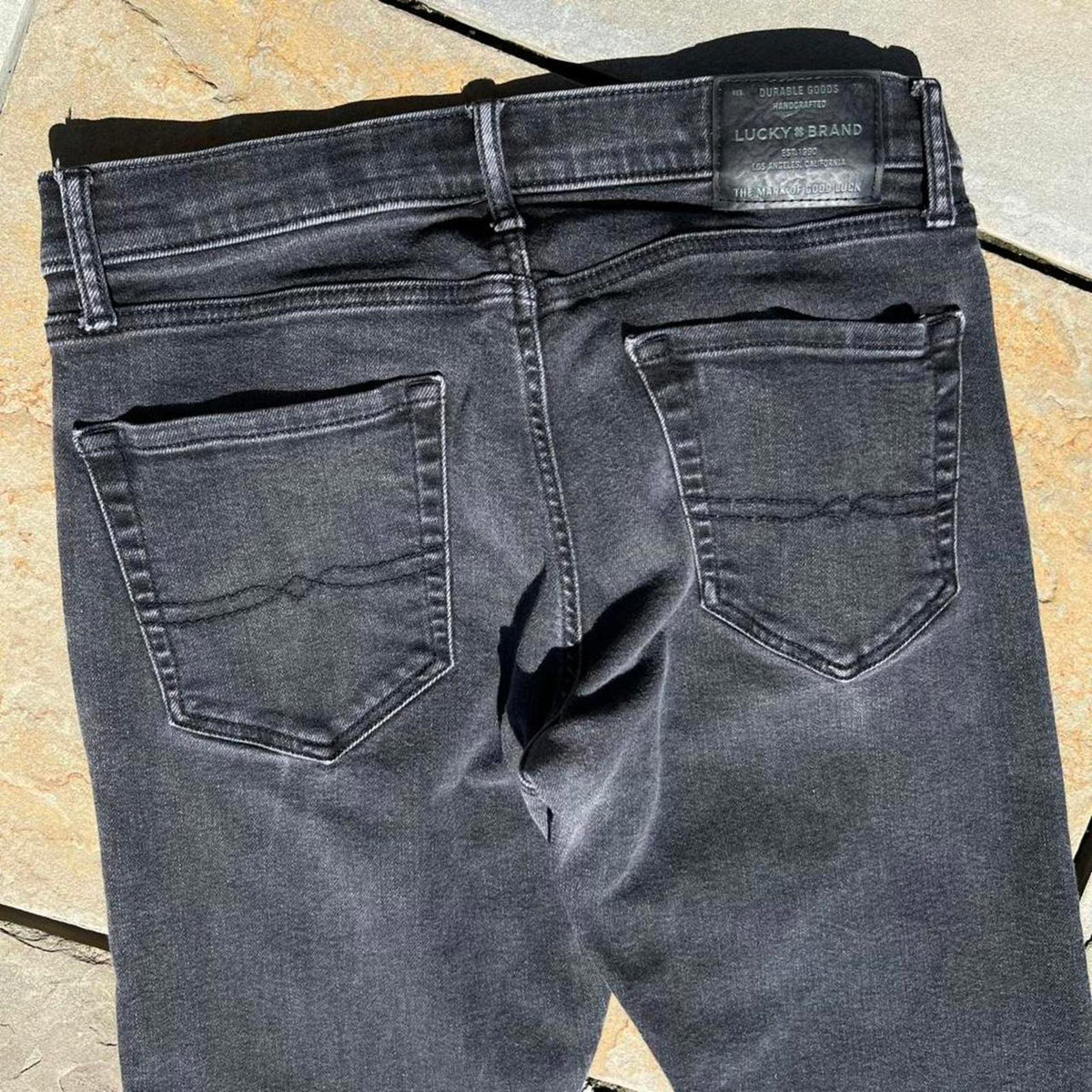 Black Stonewash Grunge Slim Jeans 32W x 30L