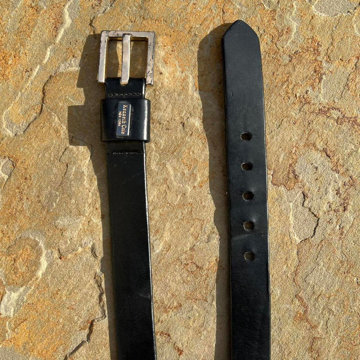 Y2K Designer Black Italian Leather Belt