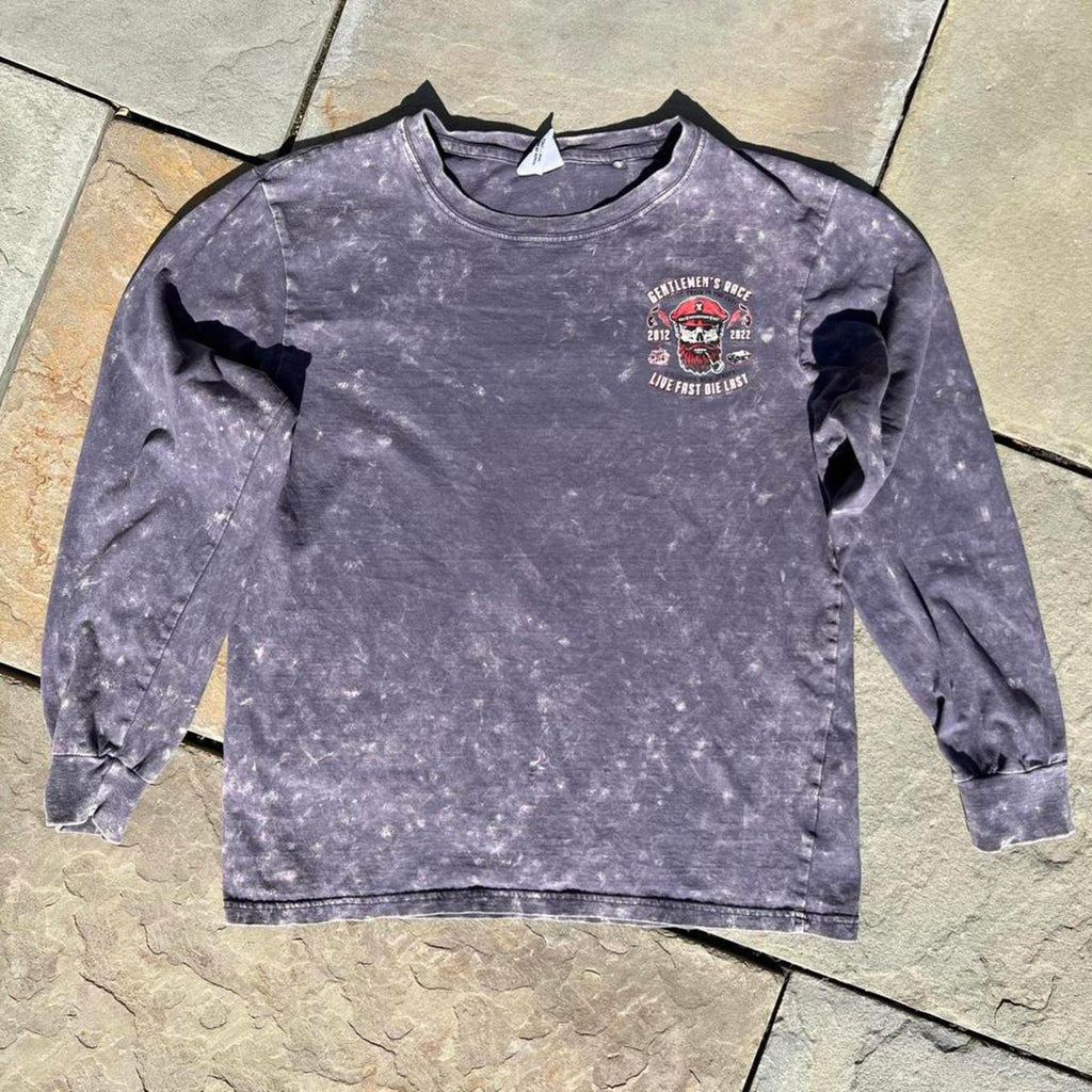 Gentlemen’s Race Grey Purple Acid Wash Long Sleeve T-Shirt