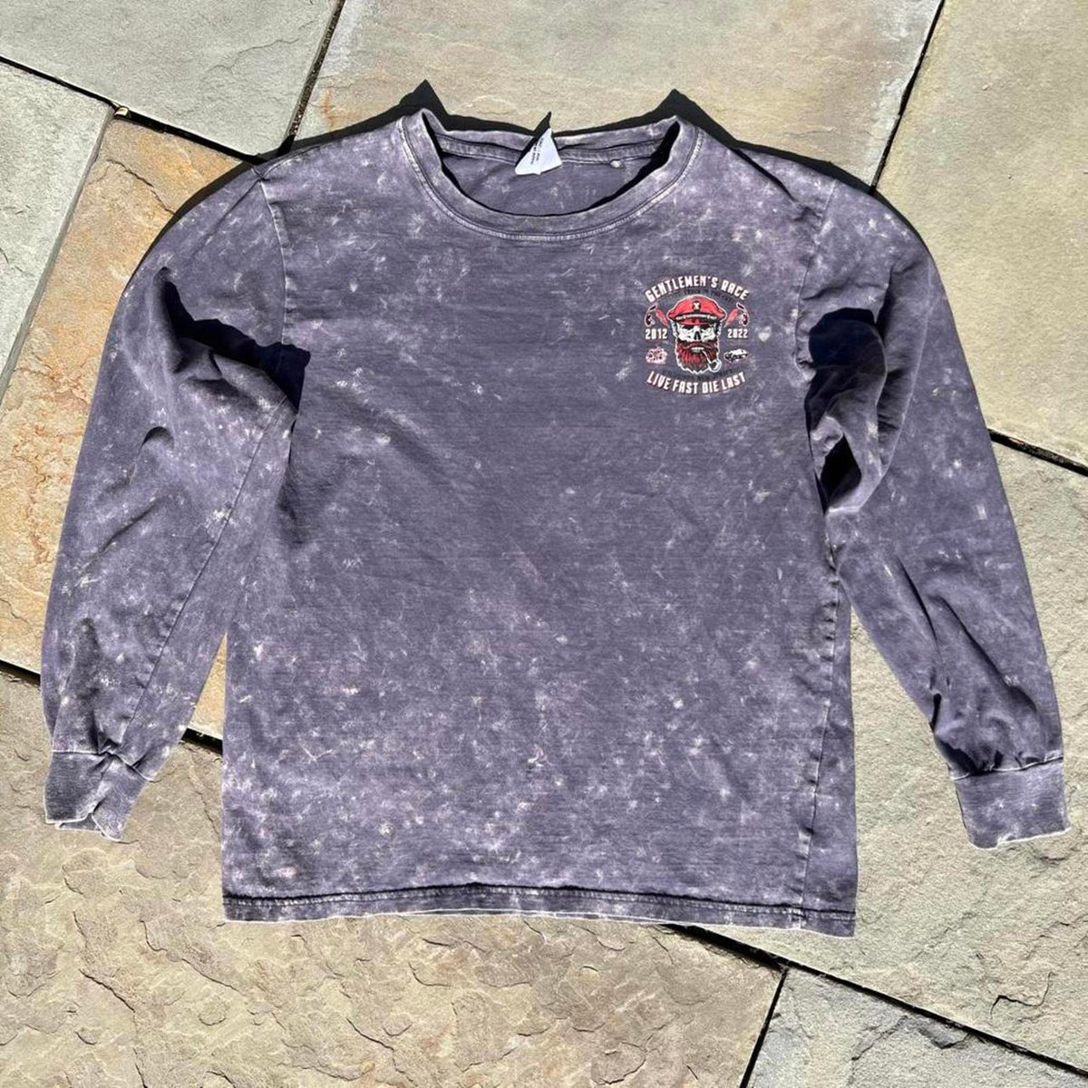 Gentlemen’s Race Grey Purple Acid Wash Long Sleeve T-Shirt