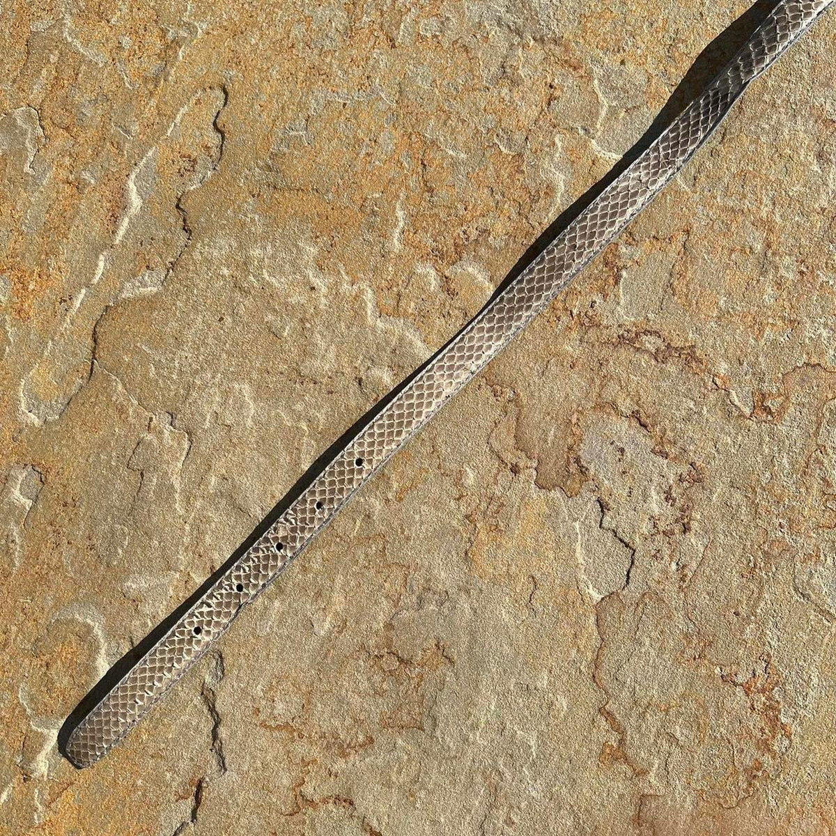 Vintage 80s Genuine Snake Skin Tan Grey Belt