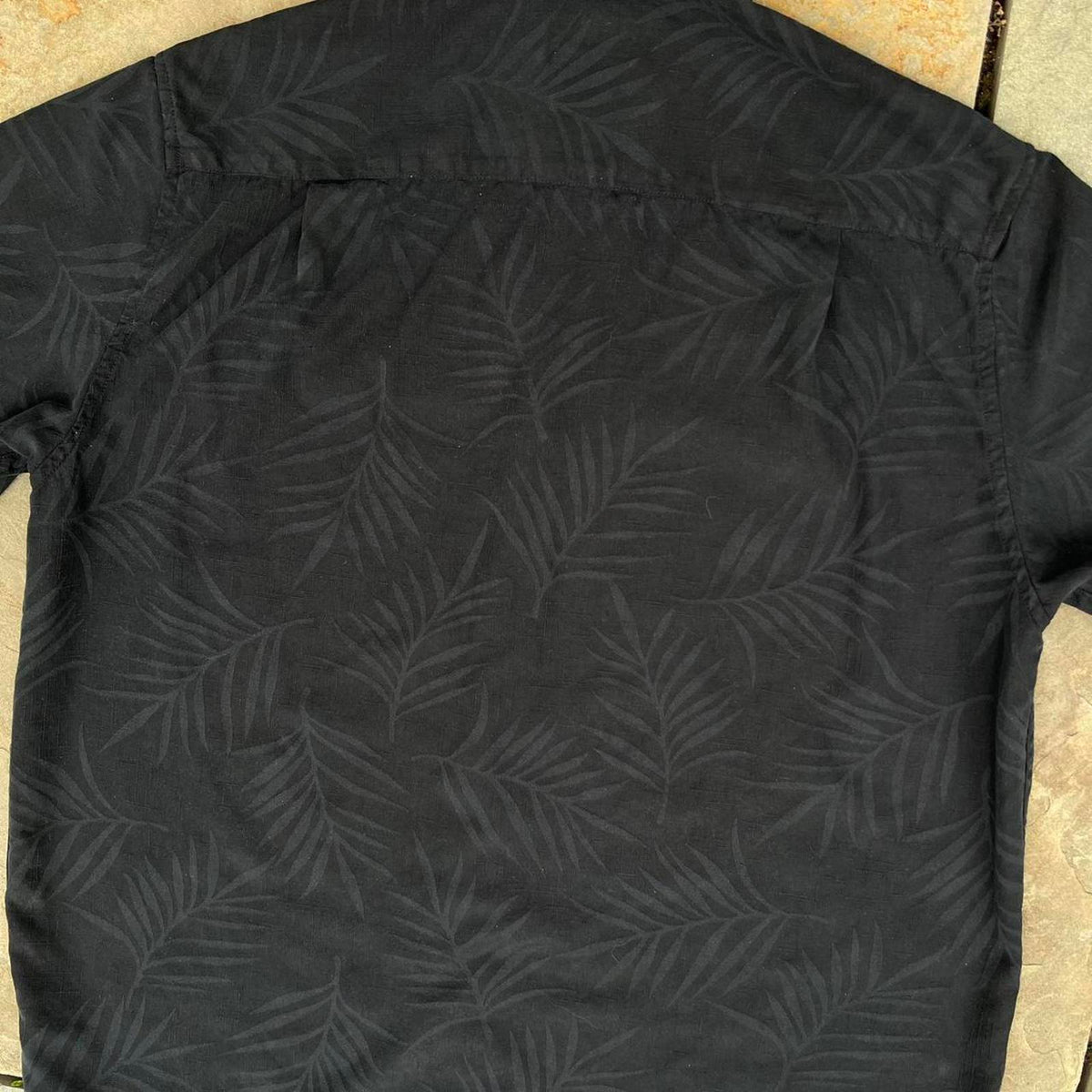 Y2K Black Silk Tonal Palm Pattern Shirt