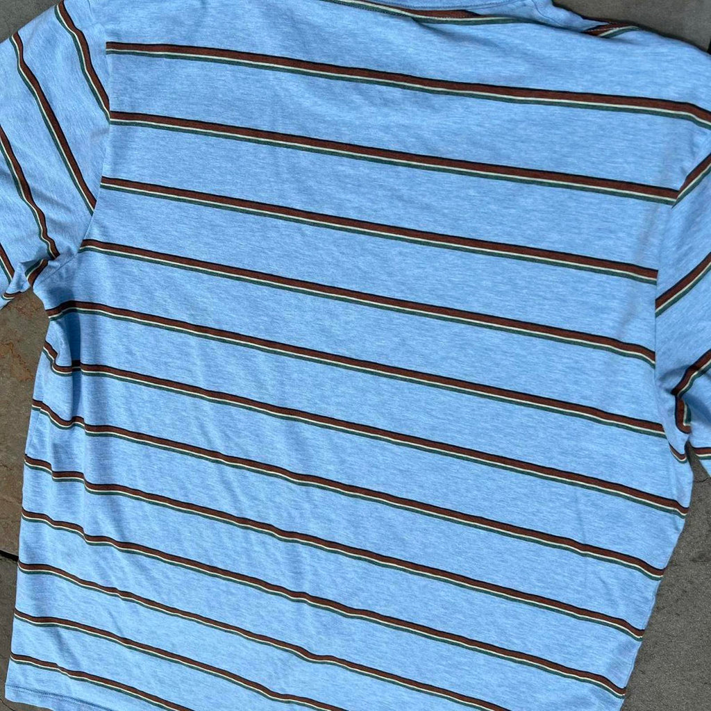 Light Blue Heather Varied Stripe Pima Cotton T-shirt