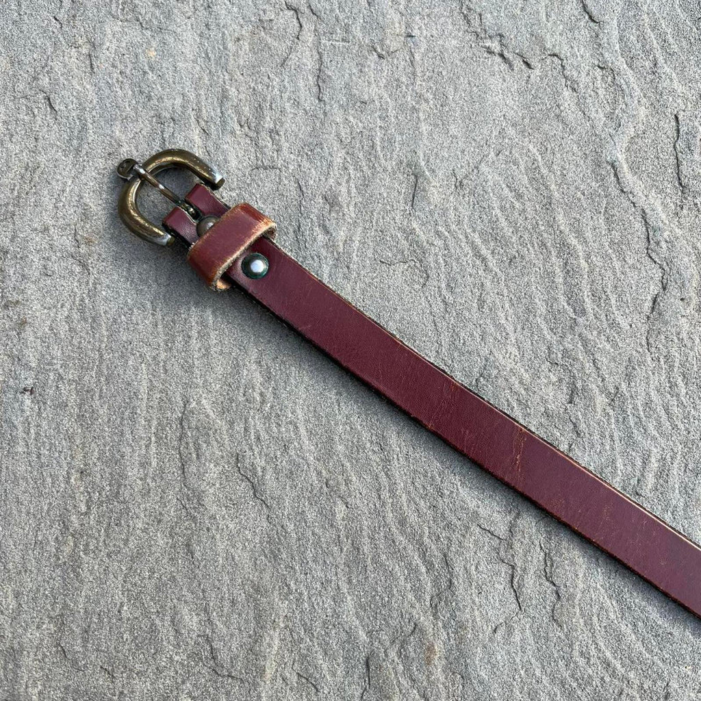 Vintage 90s Dark Brown Oil Tanned Leather Designer Belt