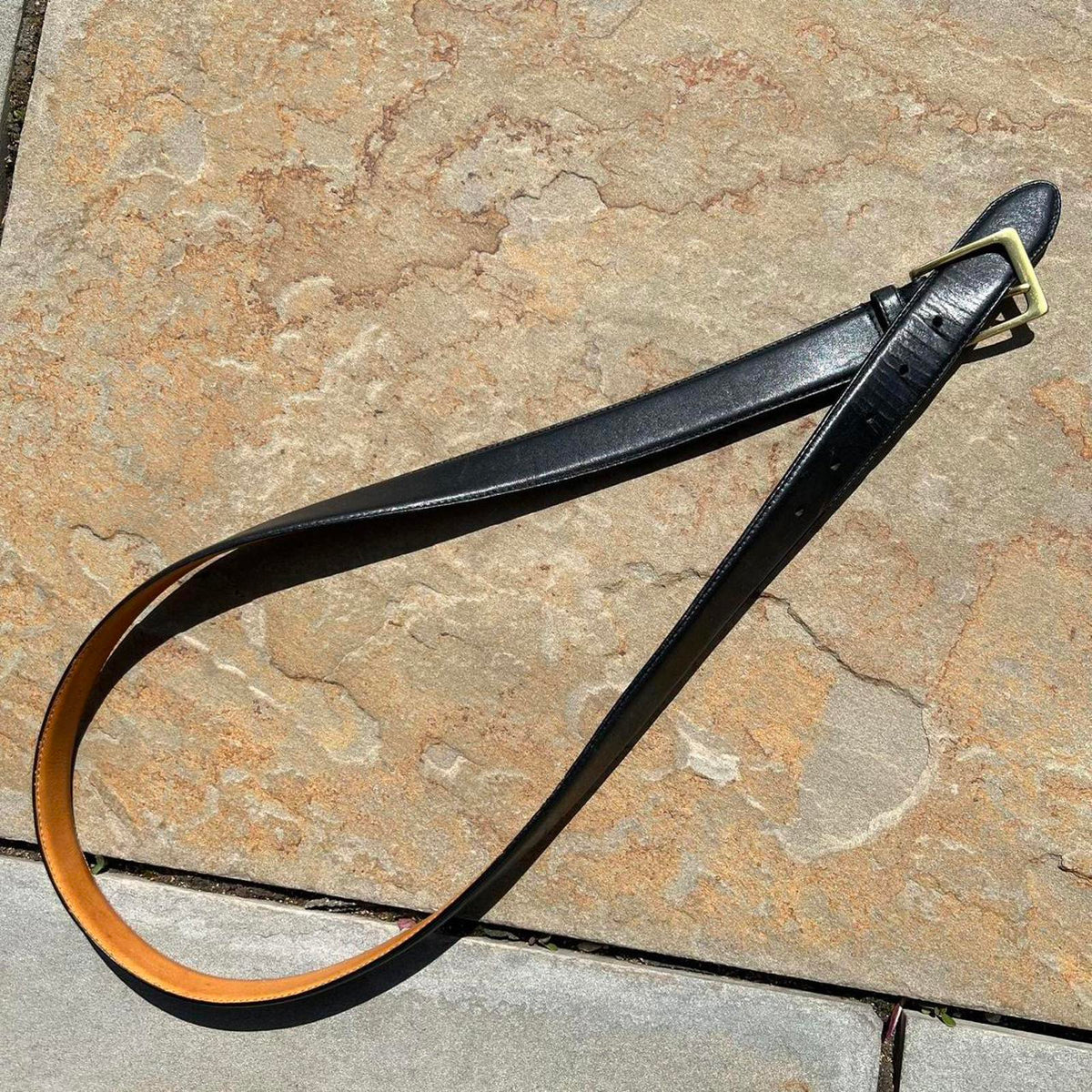 Vintage 80s Black Leather Belt