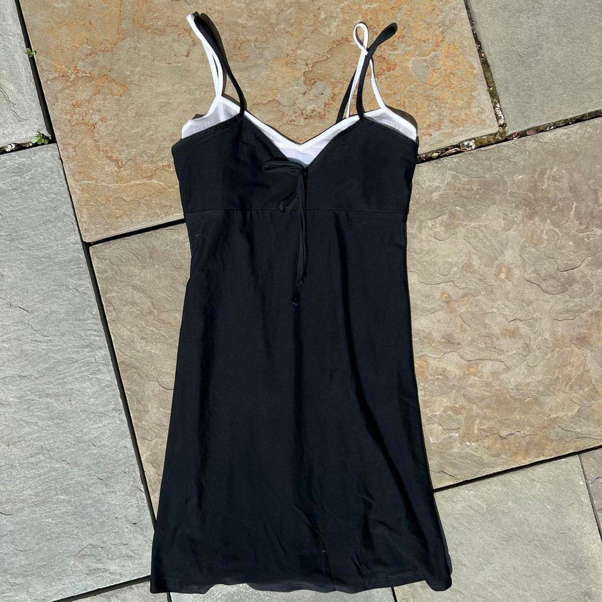 Black w/ White Contrast Double Strap Mini Dress