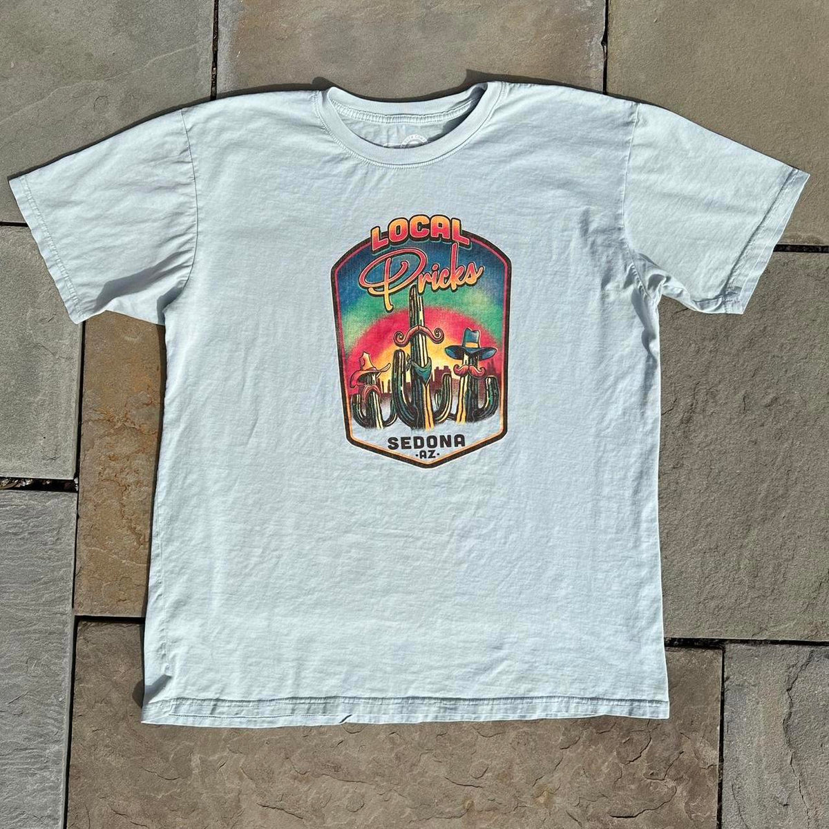 Local Pricks Sedona Arizona Cactus Sunset Light Blue T-shirt