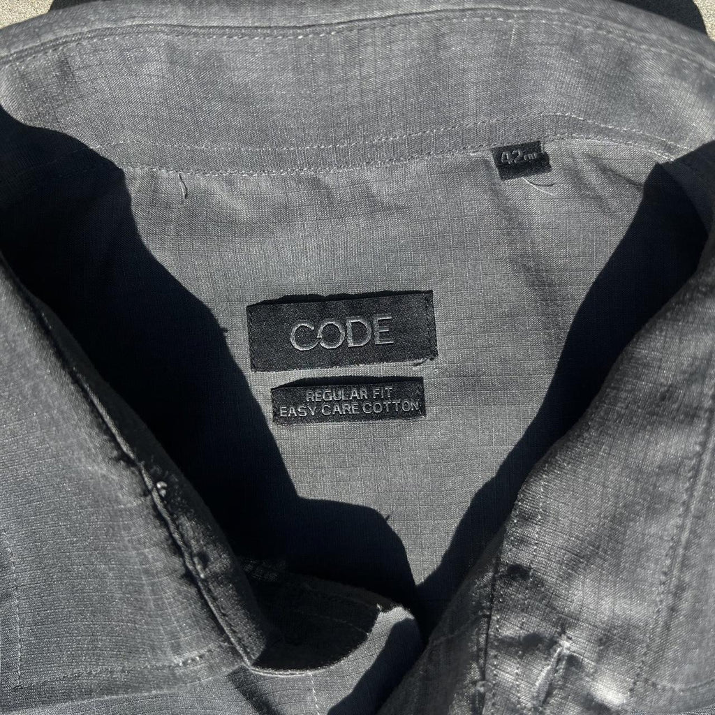 Black Overdyed Ripstop Short Sleeve Utility Shirt