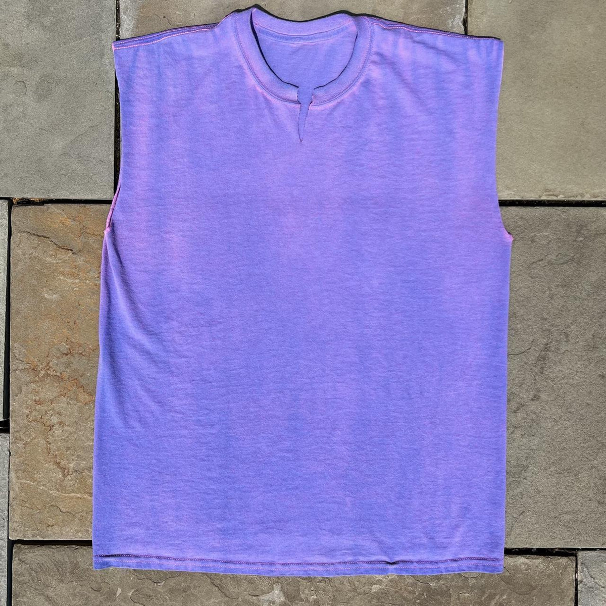 Reworked Purple Hazy Cut Off Sleeveless Tee