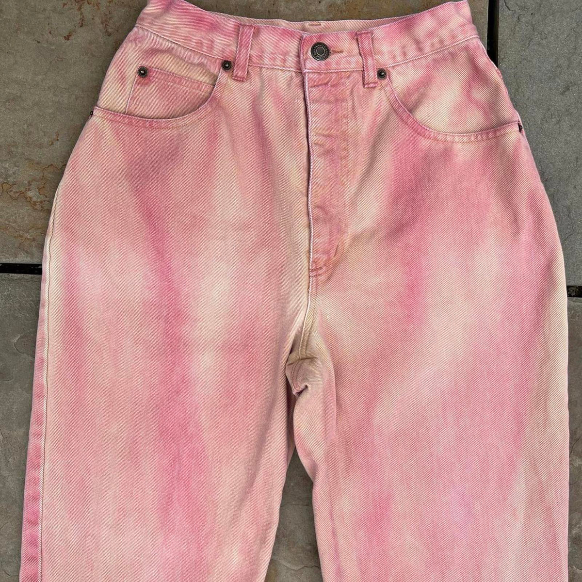 Vintage 90s Reworked Upcycled Pink Peach Jeans