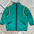 Vintage 80s Green Fleece Embroidered Zip Jacket
