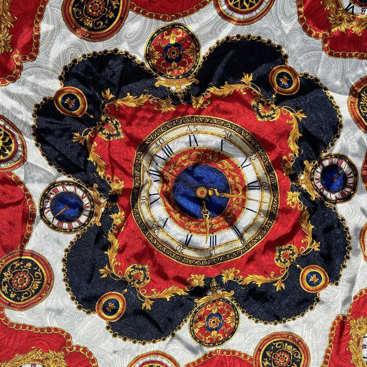 Neo-vintage Paisley Silk Clock Design Scarf Bandana