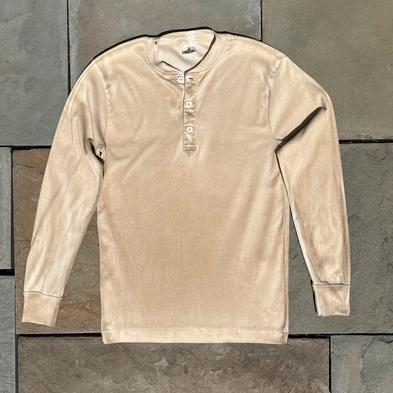 Vintage 80s Jockey Earth Tan Garment Dyed Henley Made in USA
