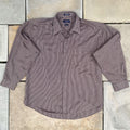 Tan Brown Herringbone Stripe Button Down Neo Vintage Y2K
