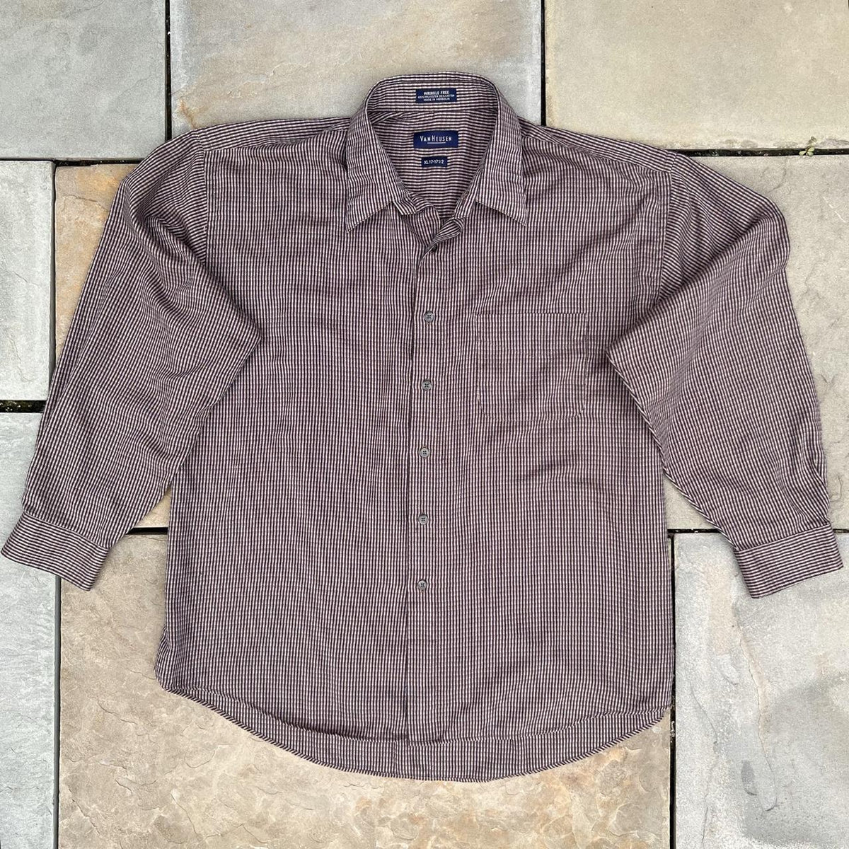 Tan Brown Herringbone Stripe Button Down Neo Vintage Y2K