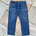 Naturally Distressed Dark Indigo Wash Levi’s Denim 501 Jeans