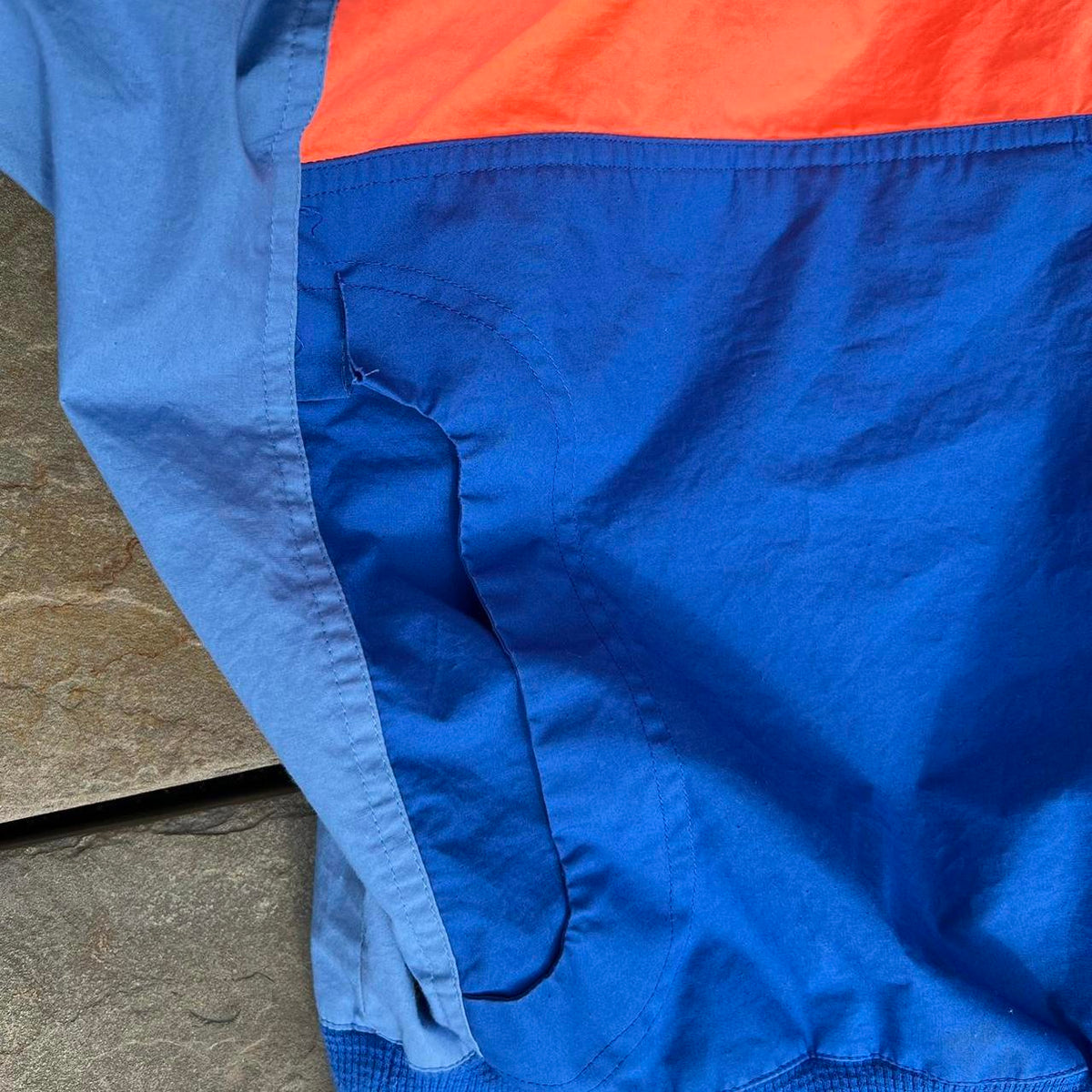 Vintage 90s Blue + Orange Pullover Colorblock Windbreaker