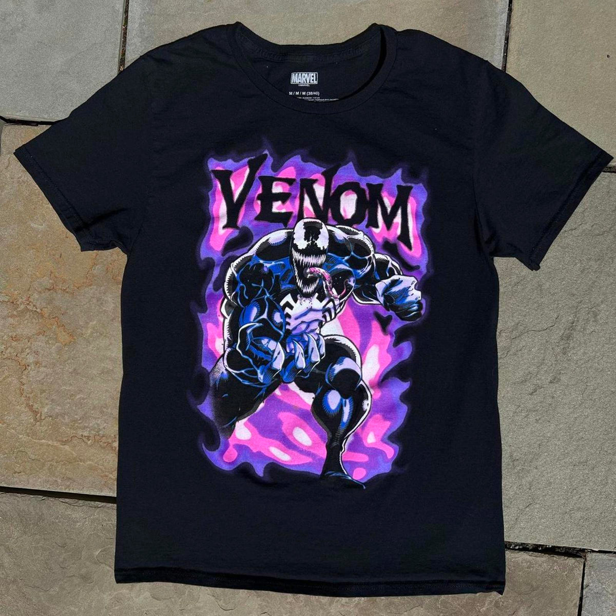 Venom Marvel Spiderman Black Airbrushed style T-Shirt