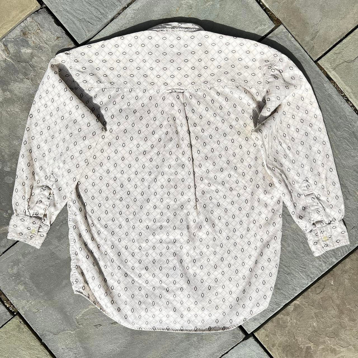 Vintage 90s Diamond Grid Pattern Button Down Shirt