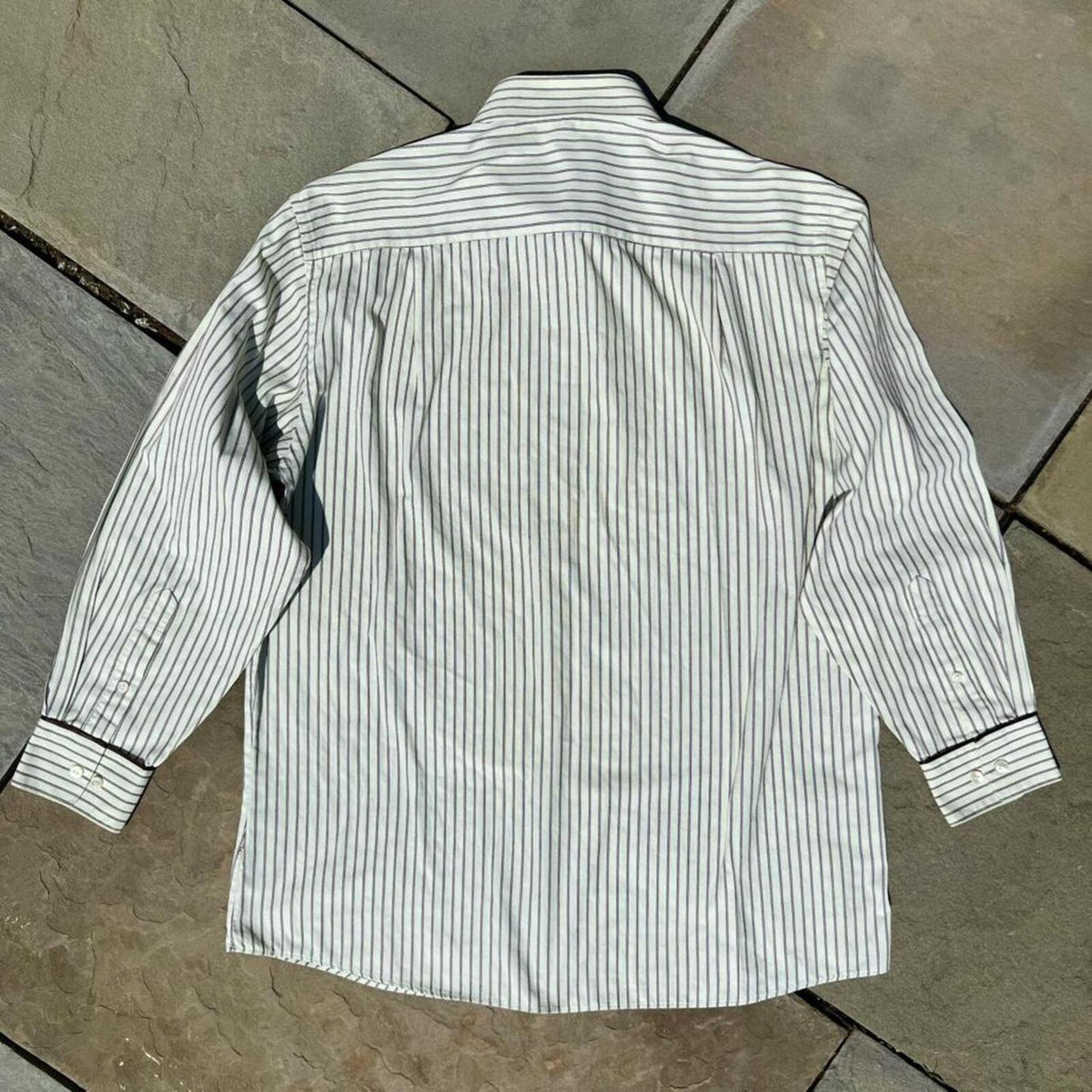 Y2K Neo-Vintage Pale Green/Burgundy Stripe Button Down Shirt
