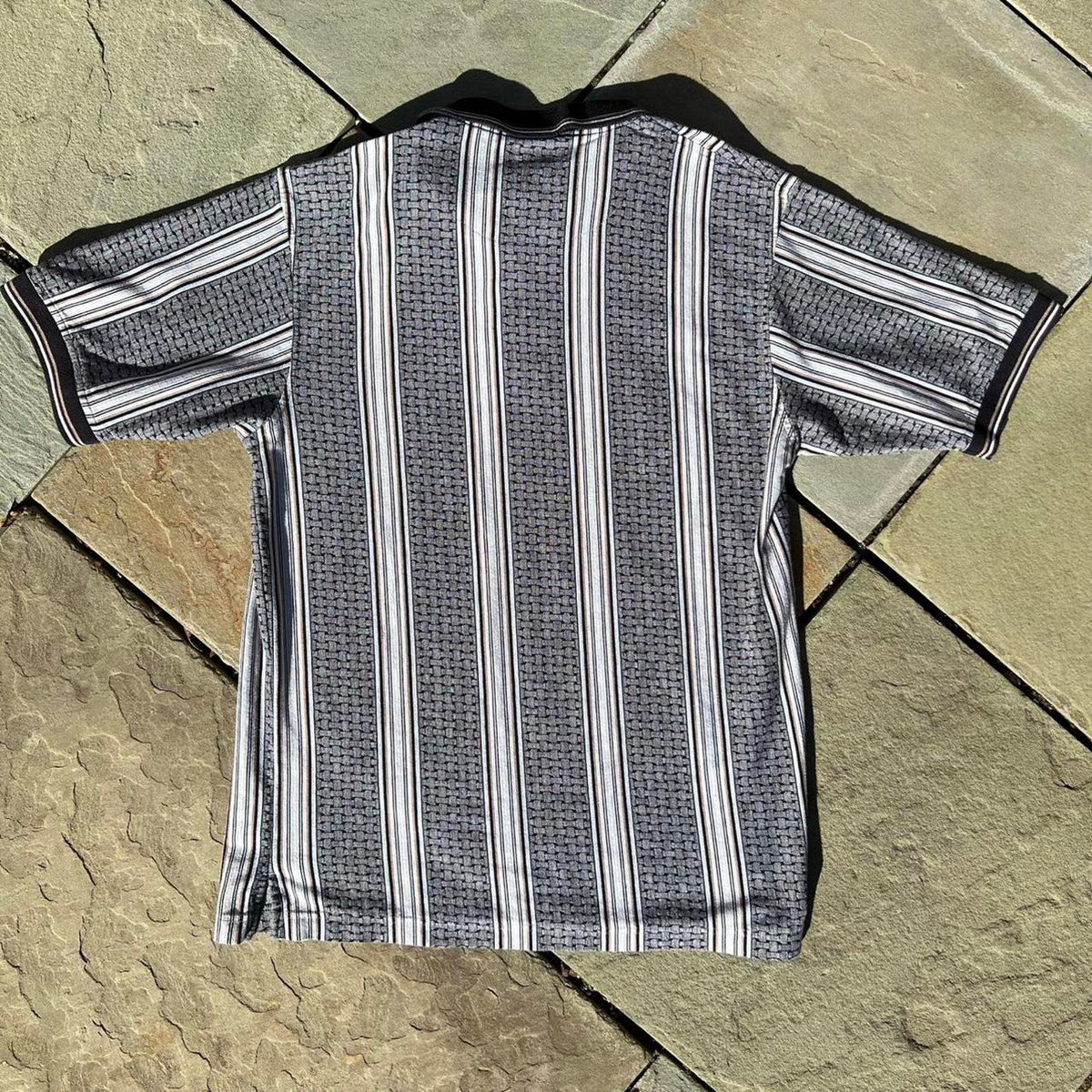 Neo-Vintage Y2K Vertical Stripe + Pattern Polo
