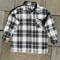 Vintage 90s Fleece Houndstooth Plaid Button Down Flannel