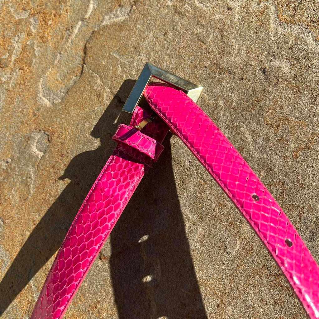 Vintage 80s Genuine Snake Skin Pink Belt