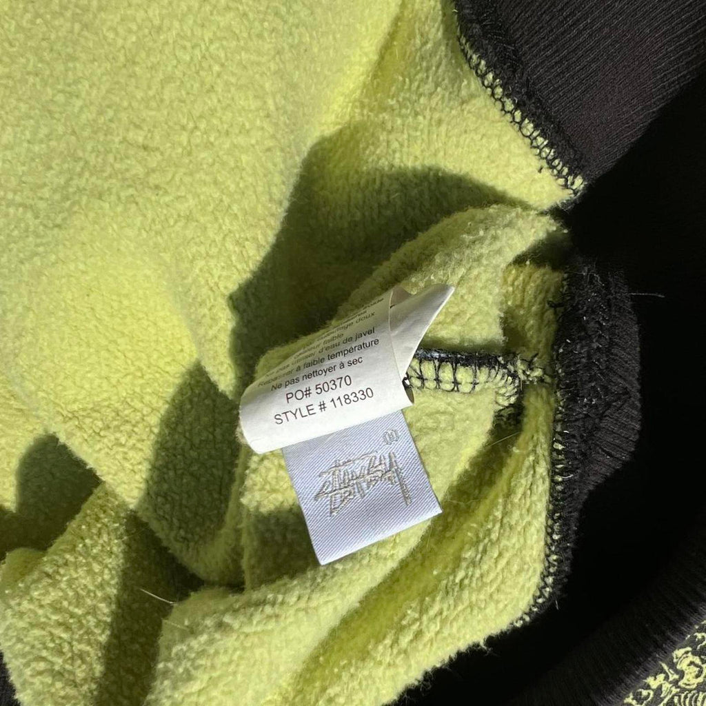 Stussy Rare Skull + Bones Pattern Hoodie Highlighter Yellow
