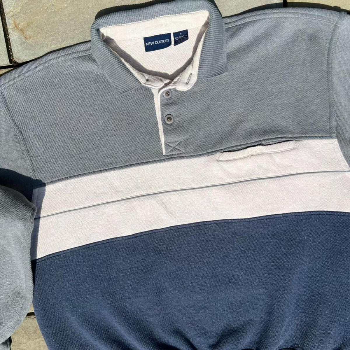 Vintage Y2K Colorblock Cut and Sew Polo Sweater