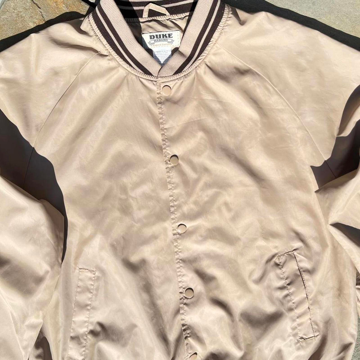 Neo-Vintage 90s Lightweight Tan Bomber Windbreaker Jacket