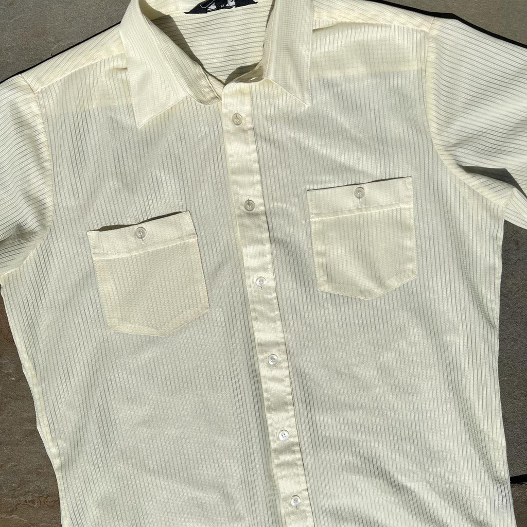 Vintage 80s Yellow Vertical Mesh Club Shirt