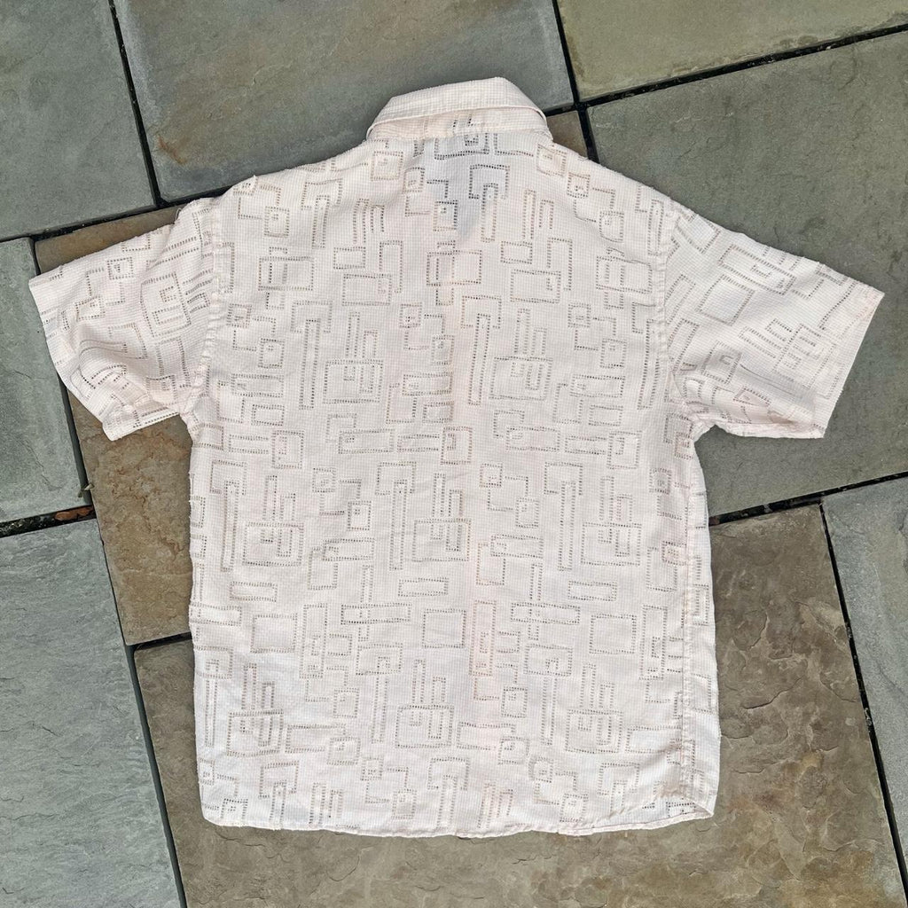 Neo-Vintage Y2K Mesh Pattern Micro Check Club Shirt