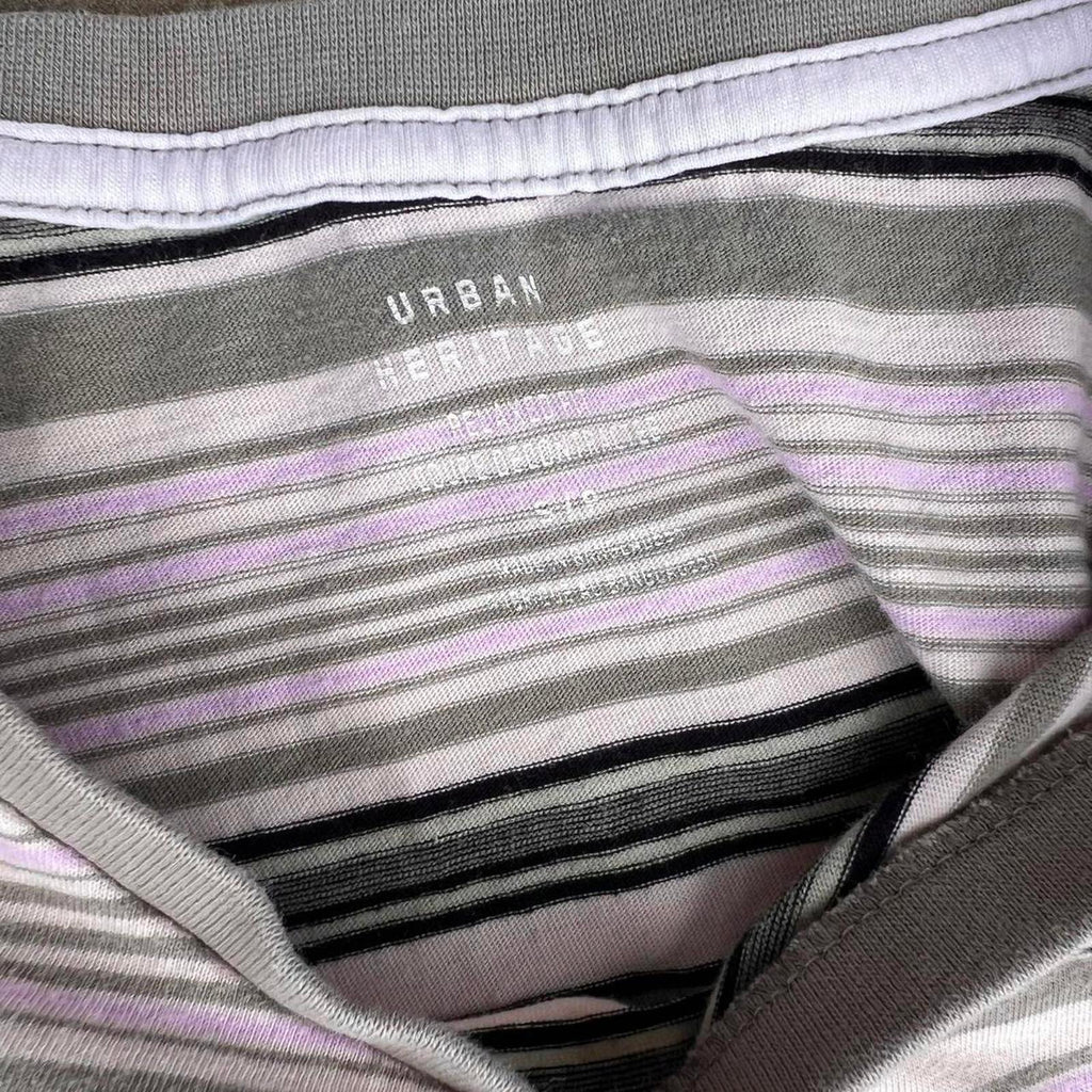 Y2K Olive Cream Pink Black Varied Striped T-shirt