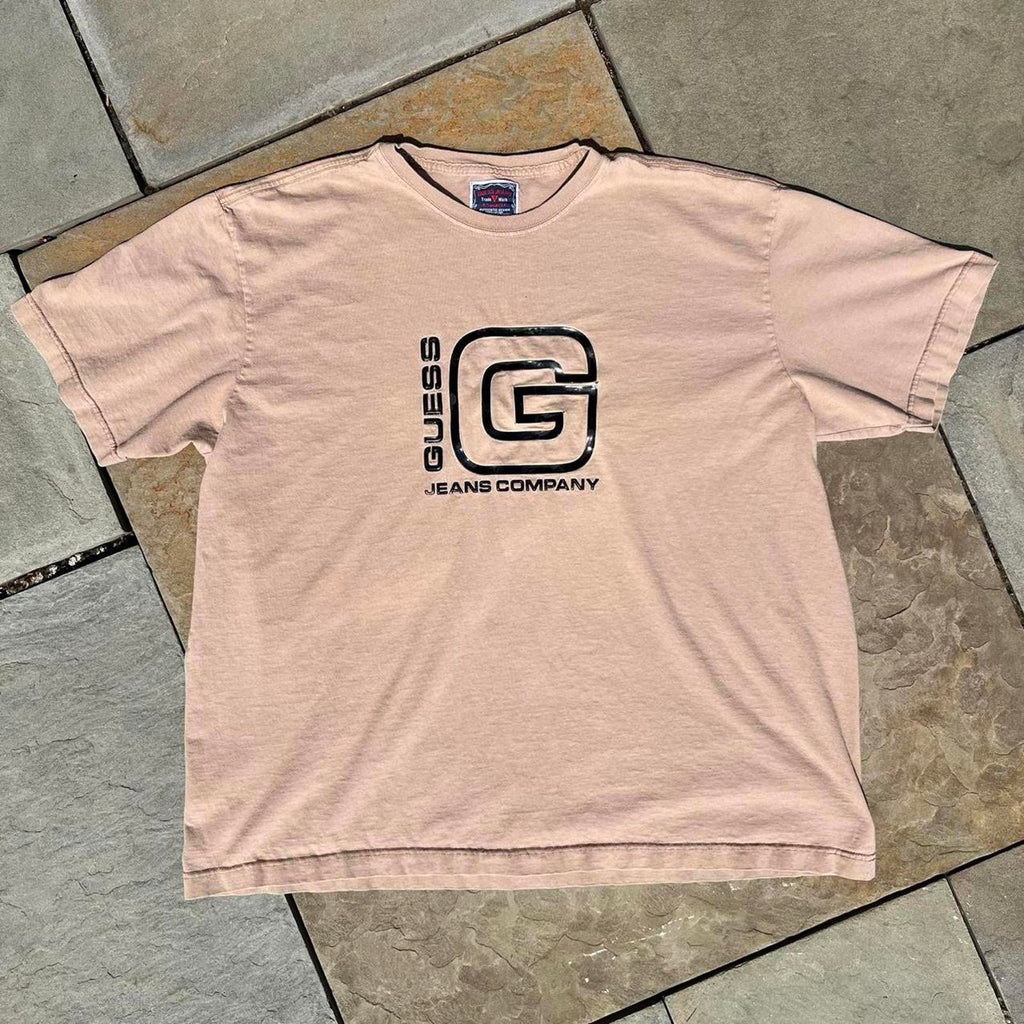 Y2K Guess Jeans Patent Logo Tan T-Shirt