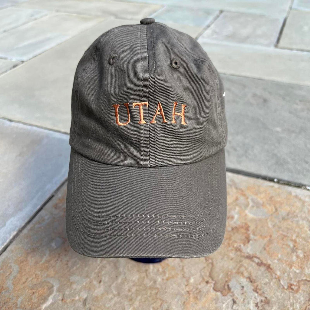 Utah Embroidered Strapback Dad Hat Olive Green