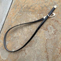 Y2K Black Faux Patent Leather Metal Tip Thin Belt