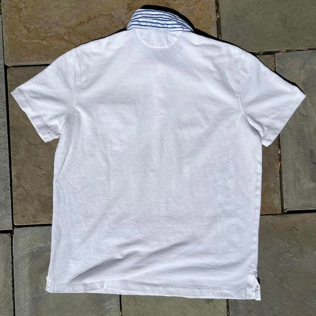 Y2K Polo by Ralph Lauren Poplin Stripe Collar Pique Polo