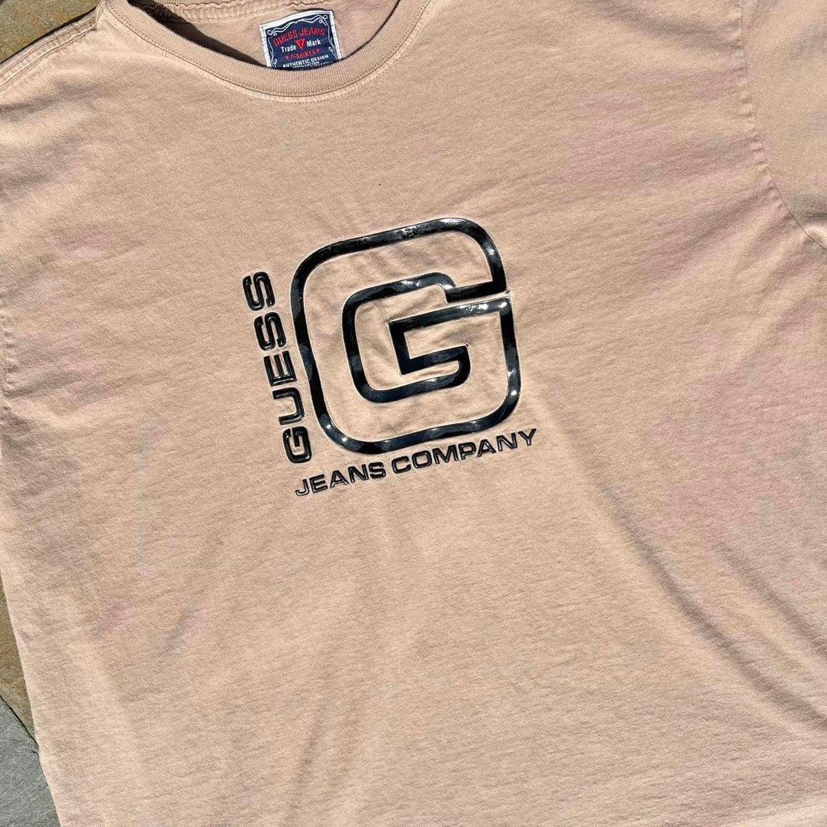 Y2K Guess Jeans Patent Logo Tan T-Shirt