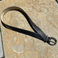 Vintage 80s Black Blue Leather Belt