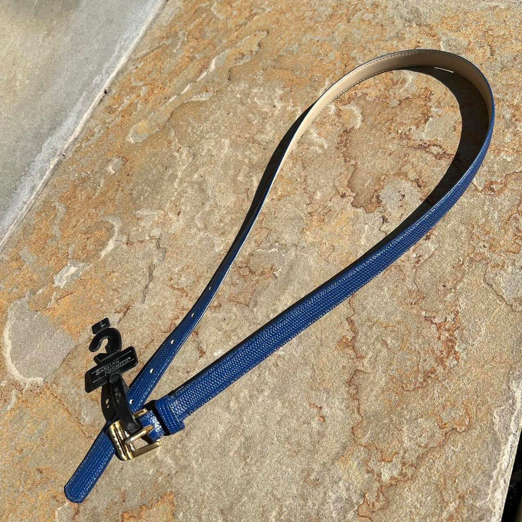 Vintage 90s Deadstock NWT Blue Lizard Embossed Leather Belt