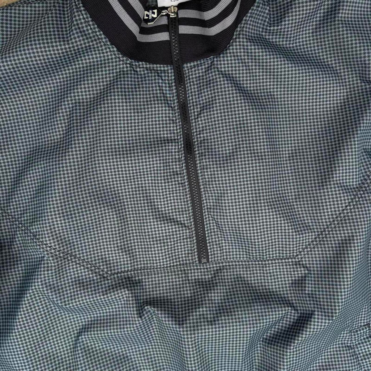 Vintage 90s Blue/Black Houndstooth Quarter Zip Windbreaker