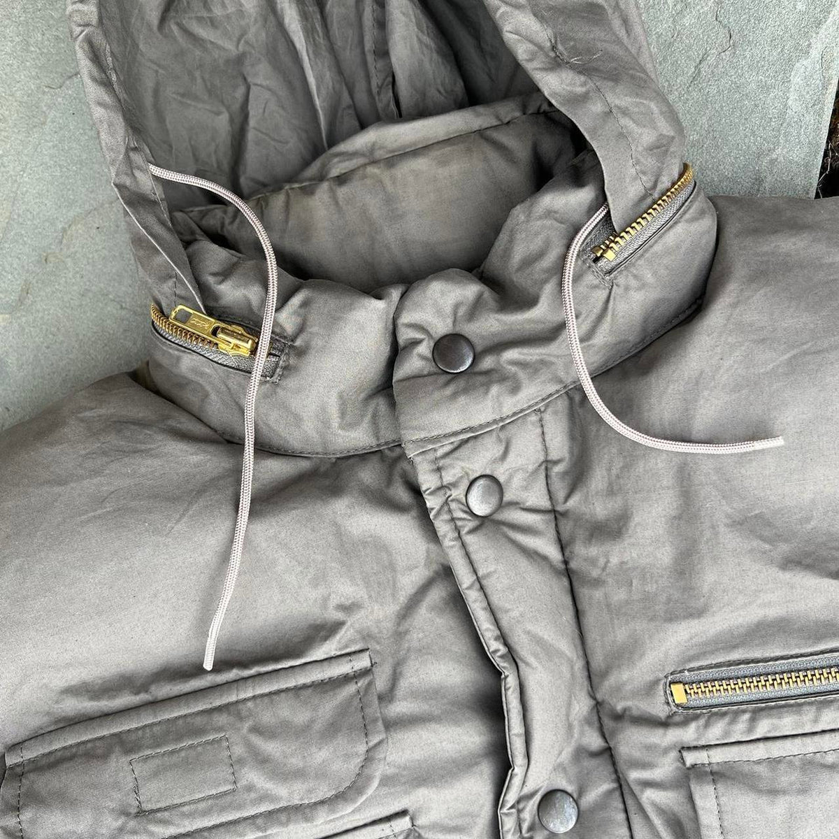 Vintage 80s Grey Utility Gorpcore Cargo Puffer Vest