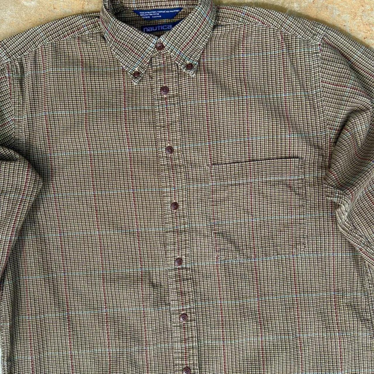 Neo-Vintage 90s Corduroy Houndstooth Plaid Button Down Shirt
