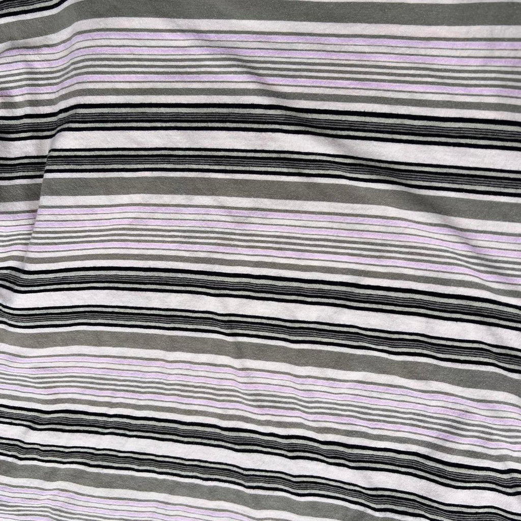 Y2K Olive Cream Pink Black Varied Striped T-shirt
