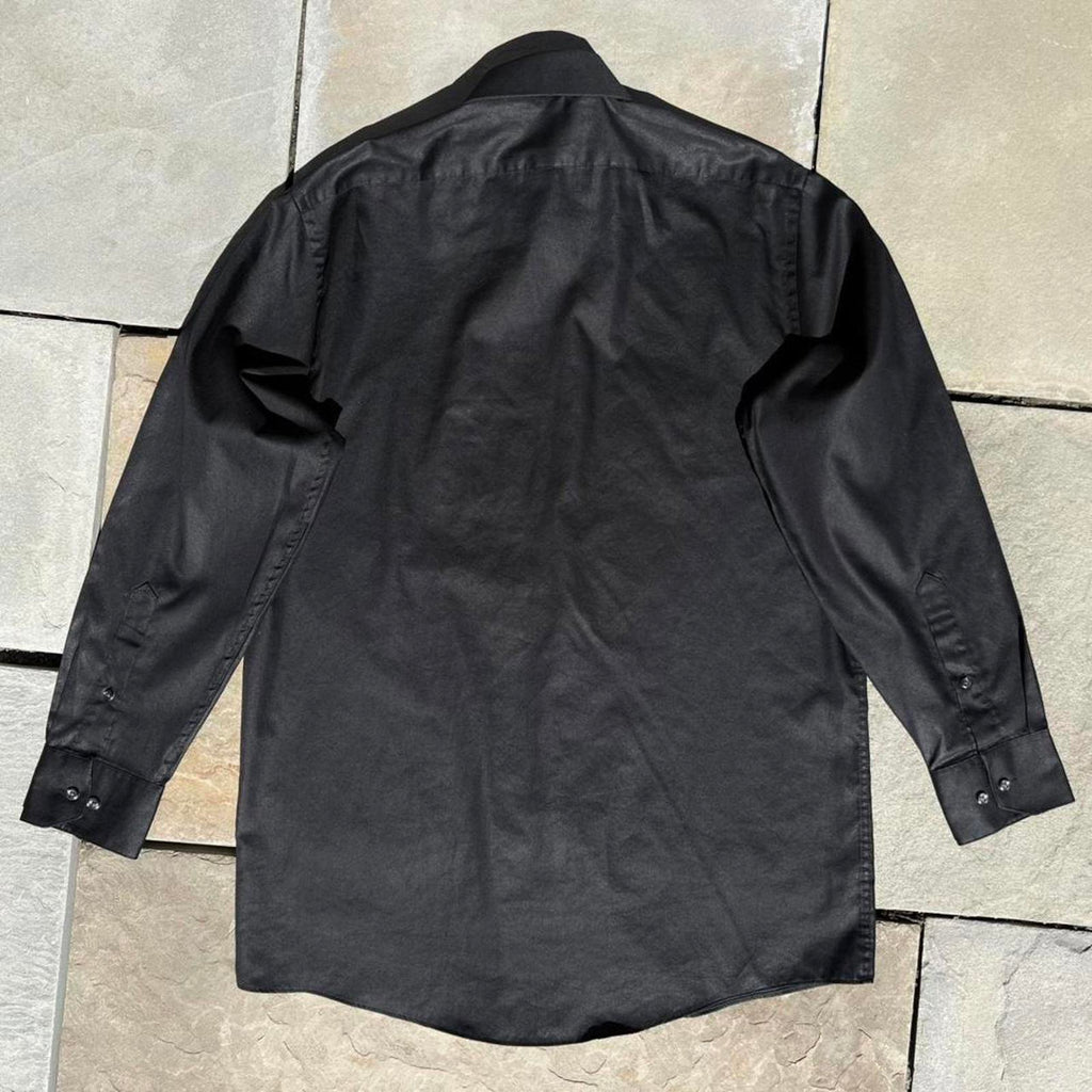 Vintage 90s Black Sateen Button Down Shirt