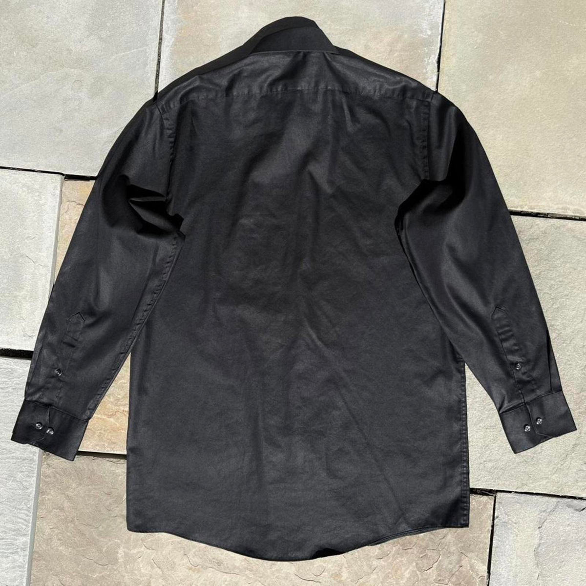 Vintage 90s Black Sateen Button Down Shirt