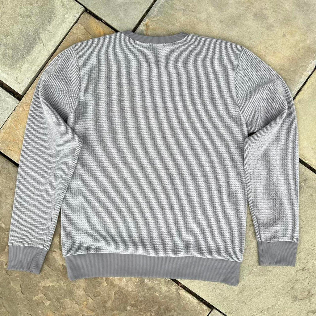 Minimalist Gorpcore Grey Textured Knit Crewneck Sweatshirt