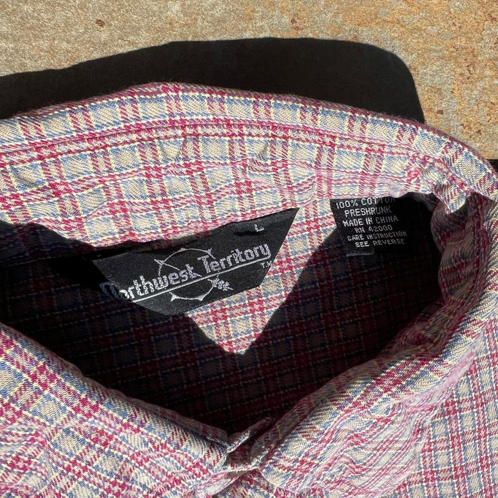 Vintage 90s Houndstooth Plaid Button Down Shirt