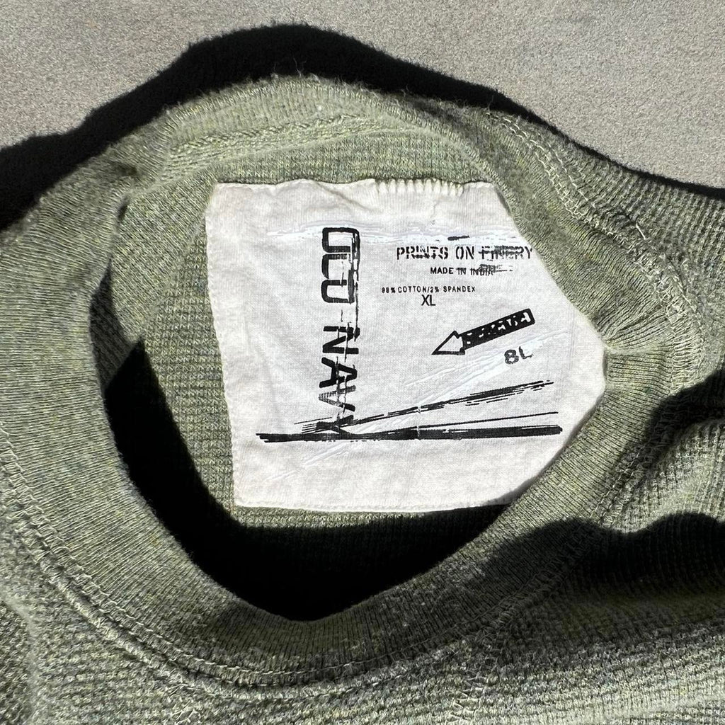 Y2K 2006 Varied Green Heather Waffle Knit Thermal
